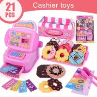 21PcsSet Kids Doughnut Cash Register Kit Pretend Role Play Educational Toy Pretend Play Children Gift