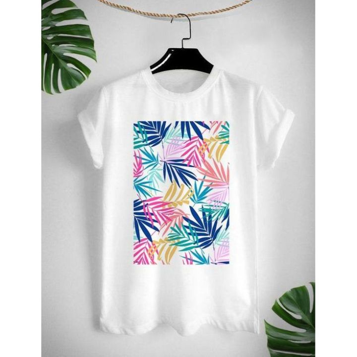 เสื้อยืดสกรีนลาย-tropical-ใส่สบาย-ไม่ยืด-ไม่ย้วย