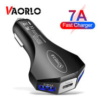 VAORLO 7A QC3.0 Car Charger Adapter 2 USB + ประเภท C 12V Fast เครื่องชาร์จรถยนต์ไฟแช็กซ็อกเก็ตอะแดปเตอร์สำหรับรถยนต์สำหรับ Iphone Huawei โทรศัพท์ Android