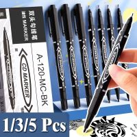 1/3/5Pcs Oil Marker Pen Twin Tip Black/Blue/Red Permanent Fine Point Marker Ink Stationery Painting Writing School Supplies
