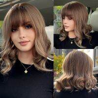 EASIHAIR คอสเพลย์วิกผมบ๊อบวิกผมสังเคราะห์สีน้ำตาลสั้นหยักศกสำหรับผู้หญิงที่มีผมม้าทนความร้อนได้วิกผมผมธรรมชาติสำหรับทุกวัน