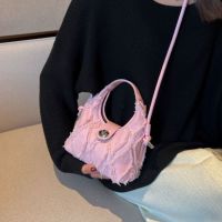 VATENGI ผ้าผ้าทอ กระเป๋าโท้ท ผ้าใบแคนวาส ตาข่ายตาข่ายตาข่าย กระเป๋า Crossbody สำหรับผู้หญิง นุ่มนุ่มๆ ขอบแบบดิบ กระเป๋าถือแบบถือ สาวๆ