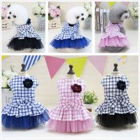 Spring/Summer Plaid Dog Princess Dress Cotton Pet Dress Dog Dress Elegant Lady Bowknot Dog Dress Petstyle Dresses