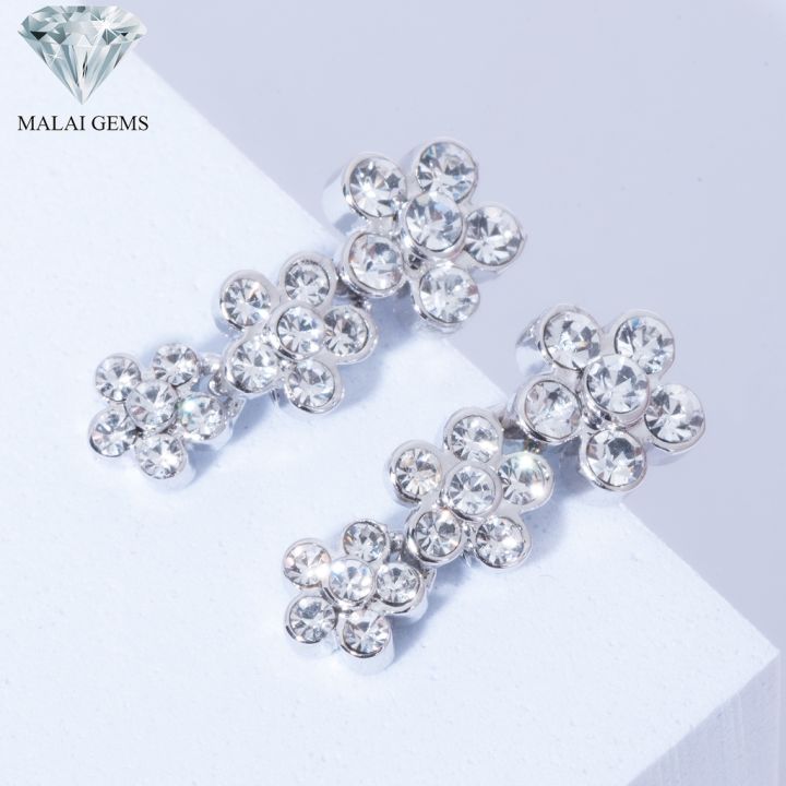 malai-gems-ต่างหูเพชร-เงินแท้-silver-925-เพชรสวิส-cz-เคลือบทองคำขาว-รุ่น21004780-แถมกล่อง-ต่างหูcz-ต่างหูเงินแท้