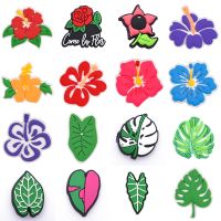 【CW】❀♙✉  1PCS Flowers Croc Charms Leaves Shoe Decorations for Clogs Sandals Wristband Accessories Men Birthday Gifts