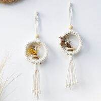 Nordic Bohemian Decor Woven Manual Simulation Flower Basket Pendant Wall Hanging Room Decoration Accessories Wall Decoration