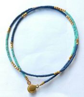 สร้อยหินเทอร์คอยส์ ลาพิสลาซูลี่ 18 นิ้ว natural turquoise and lapis lazuli necklace