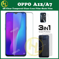 3-In-1สำหรับ OPPO A12/A7/A5S กระจกเทมเปอร์ป้องกันจอฟิล์ม OPPO A1 A58 A78 A77S A57S A36 4G / A76 4G A97 A95 5G A16K A17K A55 5G A16 a15 A33/A7 A15S A12S A35 A74 A54 A94 A53 A52/A92/A12E A72/A3S A31 A9 2020/A5 2020 4G 9H ฟิล์มป้องกัน