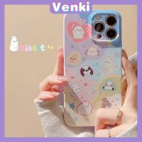 VENKI - สำหรับ iPhone 11 เคสโทรศัพท์ฟิล์มเคส TPU Soft สีขาวมันเงาน่ารักการ์ตูนสัตว์ป้องกันกล้องกันกระแทกเข้ากันได้กับ iPhone 14 13 Pro max 12 Pro Max xr xs max 7 8