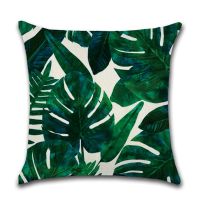 New Tropical 45x45CM Rainforest Plant Green Leaf Nordic Peach Skin Linen Cushion Cover Pillowcase Car Cushion Pillowcase 70