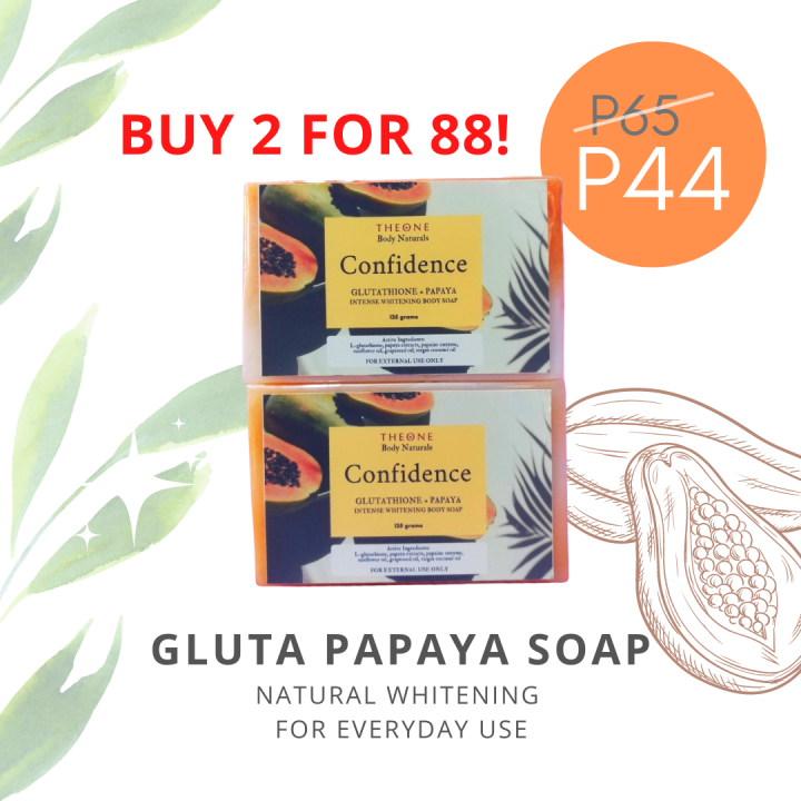 CONFIDENCE Glutathione + Papaya Whitening Soap w/ Sunflower Oil Gentle