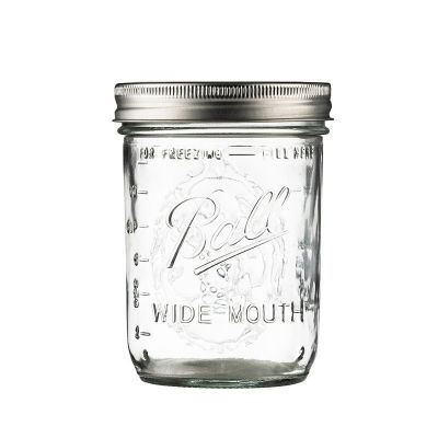 🔥พร้อมส่ง🔥ลูกปากกว้าง 16 ออนโหลแก้วmason jar Ball Mason 473ml American Mason Jar แก้ว Jar ปิดผนึกโปร่งใส Scale Jar Overnight Oatmeal Cup Milkshake Drink