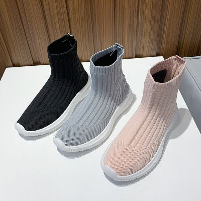 Luxury nd 2022 New Stretch Fabric Socks Boots Women Womens Shoes Breathable Knitted High-top Sports Hip-hop Shoes Woman