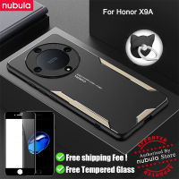 NUBULA เคส X9a สำหรับ Huawei Honor เคสอะลูมินัมอัลลอยโลหะเคลือบฝาหลังกันรอยขีดข่วนเคสโทรศัพท์มือถือ Hp Honor ฝาครอบ X9a ที่ยึดกระจกนิรภัยป้องกันหน้าจอฟรีสำหรับ Huawei Honor X9A