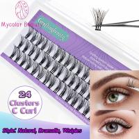 MYCOLOR ซี เคิร์ล เครื่องมือแต่งหน้า ชุดต่อขนตา DIY ต่อขนตา ขนตาปลอม 24 Clusters แต่ละ Lash ขนตาปลอม