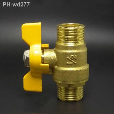 ✻ 1/2 BSP Male to Male Thread Brass 2 Way Shut Off Ball Valve With Butterfly Handle