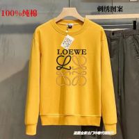 2023 Genuine  2022 new autumn and winter Lowe embroidered terry cotton round neck sweatshirt for men and women Korean version loose and simple loose and simple