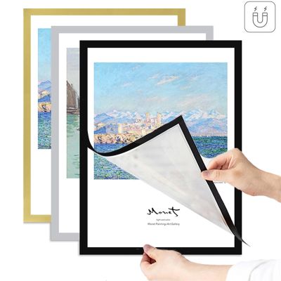 A4 Magnetic Picture Frame A4 A6 Poster Cover Frame Gold/Silver/Black Photo Frame Canvas Hanger Certificates Magnetic Photo Frame