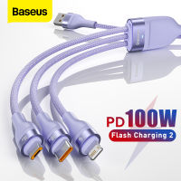 Baseus Official Store สายชาร์จเร็ว สายชาร์จหลายหัว 3 in 1 USB C Cable PD 100W Super for iPhone 13 Pro 12 11 Micro USB Type-C Wire Cord