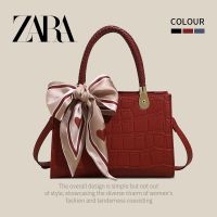 Zara○ แต่งงานใหม่แพคเกจแต่งงานเจ้าสาวหญิงรู้สึกอาวุโสแม่กระเป๋าสีแดงกระเป๋าโท้ทความจุสูงถือถุงไหล่เอียง