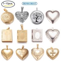 Benecreat 1pc - 10pc 316 Stainless Steel Locket Pendants Photo Frame Charms for Necklaces Heart Stainless Steel Color 22.5x19.5x5.5mm Hole: 1.5mm