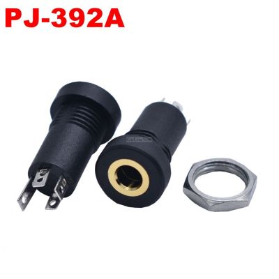 1pcs PJ-392A 3/4 Pin 3.5mm Audio Jack Socket 3/4 Pole Stereo Solder Panel Mount 3.5 mm Headphone Female Socket Connector Nut Cables Converters