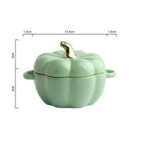 European Ceramic Creative Cute Pumpkin Shape Baking Bowl With Lid Soup Salad Bowl Kitchen Bakeware Oven Dessert Pan Tableware