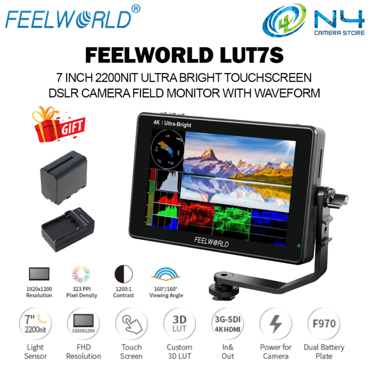 FEELWORLD LUT7S SDI 7 INCH 2200NIT ULTRA BRIGHT TOUCHSCREEN DSLR CAMERA ...