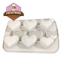 Freshyware พิมพ์ซิลิโคน หัวใจ สามแบบ 6หลุม 7.5x5.5x3.5cm Heart Silicone mold พิมพ์สบู่ พิมพ์เค้ก พิมพ์ทำขนม พิมพ์วุ้น วุ้นแฟนซี เค้ก พิมพ์ขนมปัง ถาดน้ำแข็ง