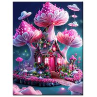 Pink Mushroom House New Arrivals DIY 5D Diamond Painting Fantasy Flower Diamond Embroidery Cross Stitch Full Mosaic V53