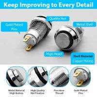 1pc 8mm Self-reset Momentary Self-locking Latching Metal Push Button Switch 2pins high head 2v3v5v12v24v220v  Power Points  Switches Savers