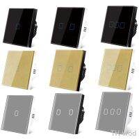 【hot】∏♚❏  EU/UK Luxury Glass Panel Wall Switches Electrical Sensor Led Indicator Manual