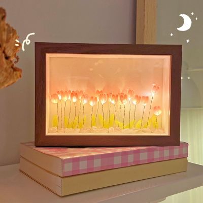 Handmade Artificial Preserved Flower Photo Frame DIY Night Light Sleeping Light DIY Material Birthday Gift