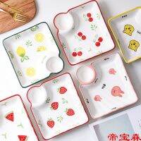 [COD] Cartoon large dumpling plate with vinegar dish thick vegetable Japanese-style French fries ceramic