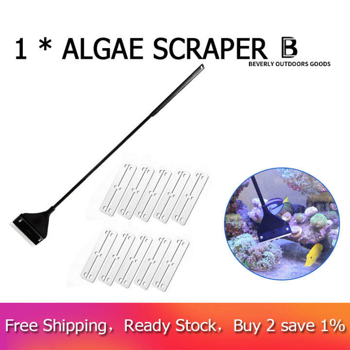Aquarium Algae Scraper Fish Tank Cleaner Maintenance Glass Cleaner Scraper with 10 Blades
