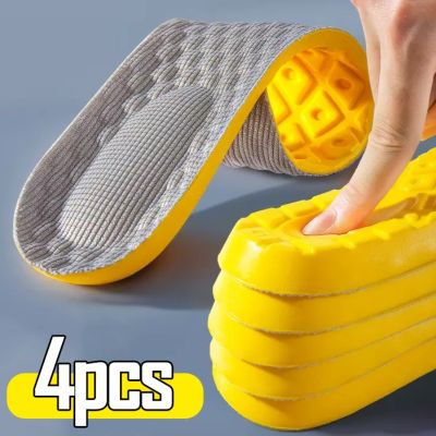4Pcs Latex Sport Insoles for Men Women Soft High Elasticity Memory Foam Insoles Insert Shoes Pads Breathable Massage Cushion Pad Shoes Accessories