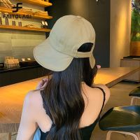 New Solid Color Soft Cotton Women Bucket Hat Spring Summer Adjustable Outdoor Beach Sun Hats Foldable Panama Caps Ponytail Cap