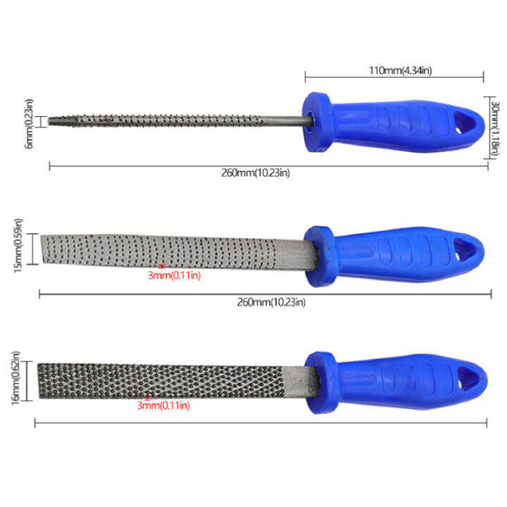 3ชิ้นไฟล์สำหรับไม้-โลหะแบน-กลม-ครึ่งรอบ6นิ้วไฟล์เศษไม้งานไม้ช่างไม้เหลา