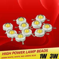 หลอดไฟชิปลูกปัด Led 1W / 3W 10ชิ้น/ล็อตสำหรับสปอตไลท์ไฟ LED หลอดไฟไดโอดสีขาวนวล/ขาว/แดง/น้ำเงิน/เขียว