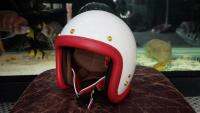 (งานเย็บด้วยมือ100%) หมวกกันน็อคหุ้มขอบหนังแท้ (Candy red หนา 1.6 mm.) Genuine leather helmet 100% hand sewing (OnlyOne)