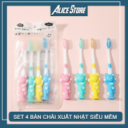 Set 4 Bàn Chải Xuất Nhật Cho Bé Hình Gấu Đáng Yêu