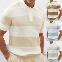 Factory Outlet 2023 New Polo Shirt MenS Color Matching Short -Sleeved Lapel Sweater Cross -Border European And American