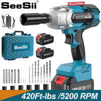 SEESII WH710 Brushless Cordless Impact Wrench  650N.m 5200 RPM รอบต่อนาที 21V โวลต์ไร้สายแบบไม่มีแปรงถ่านประแจผลกระทบไฟฟ้า Kunci Pas Listrik ขนาดกะทัดรัดพร้อมแบตเตอรี่4.0Ah ใช้งานร่วมกับแบตเตอรี่ Makita