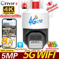 กล้องวงจรปิด กล้องใส่ซิม 4G wifi 8ล้านพิกเซล Outdoor PTZ Camera กันฝนและฟ้าผ่า ภาพคมชัดเป็นสีสันทั้งวัน เมนูไทยตั้งค่าง่าย