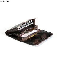 100% Genuine Leather Wallet For Men Male Women Vintage Handmade Cowhide Short Small Mens Purse Card Holder With Coin Pocket Bag