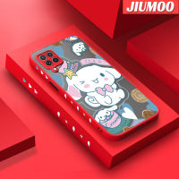 JIUMOO เคสปลอกสำหรับ Samsung Galaxy A22 4G A22 5G ลายการ์ตูนสุนัขซนลอเรลขอบสี่เหลี่ยมด้านข้างบางดีไซน์ใหม่มีน้ำค้างแข็งโปร่งใสกันกระแทกเคสมือถือแข็งปลอกซิลิโคนคลุมทั้งหมดเคสป้องกันกล้องนิ่ม