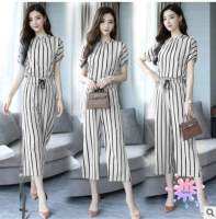 Summer temperament wonmen goddess fan pants suit female fashion 2-piece