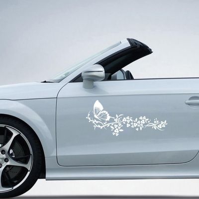 ；‘【】- Flying Butterfly Flower Car Decal Water-Resistant Car Door Window Sticker Decor High Stickiness Car-Styling Vinyl Stickers
