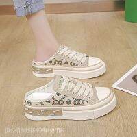 COD DSFGREYTRUYTU Pullover Half Slippers Women Summer Outer Wear Super Hot Canvas Shoes 2022 New Style Thick-Soled Anti-Slip Heelless Lazy