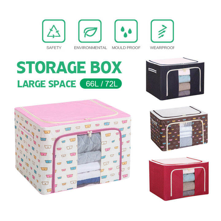 Clothes Storage Box with Steel Shelf Foldable Oxford Fabric Large